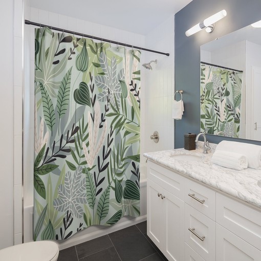 Jungle Shower Curtain, Exotic Art Print, Botanical Bathroom Decor, Housewarming Gift - Image 2