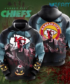 KC Chiefs Halloween Hoodie with Jason Michael and Freddy Design
