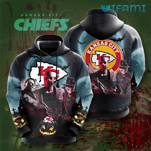 KC Chiefs Halloween Hoodie with Jason Michael and Freddy Design