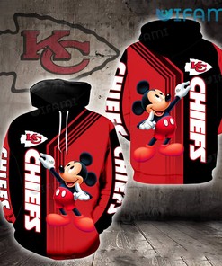 Kansas City Chiefs All Over Print Hoodie with Mickey Mouse Design