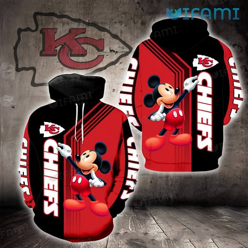 Kansas City Chiefs All Over Print Hoodie with Mickey Mouse Design
