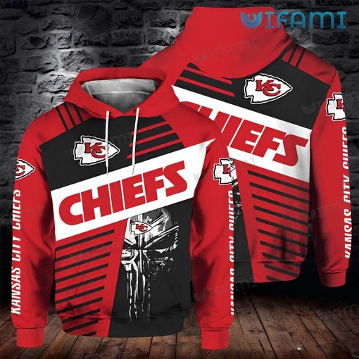 Kansas City Chiefs KC Punisher Skull All-Over Print 3D Hoodie for Men