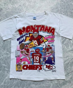 Kansas City Chiefs NFL Vintage Style Joe Montana Caricature Sweatshirt T-shirt - Ideal Gift for Football Fans