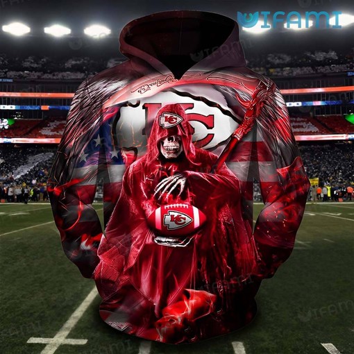 Kansas City Hoodie 3D with The Death Holding Football: A Unique Fan Choice