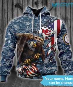 Kansas City Military 3D Hoodie: All Gave Some Some Gave All Eagles USA Flag and Chiefs Logo