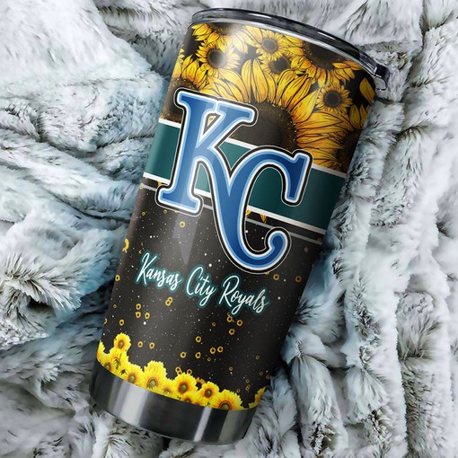 Kansas City Royals Beautiful Sunflower Design Personalized Tumbler - Sports Tumbler 20oz