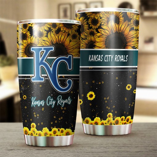 Kansas City Royals Beautiful Sunflower Design Personalized Tumbler - Sports Tumbler 20oz - Image 2
