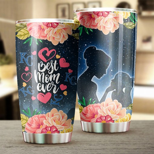 Kansas City Royals Best Mom Ever Flower Edition Personalized Tumbler - Sports Tumbler 20oz - Image 2