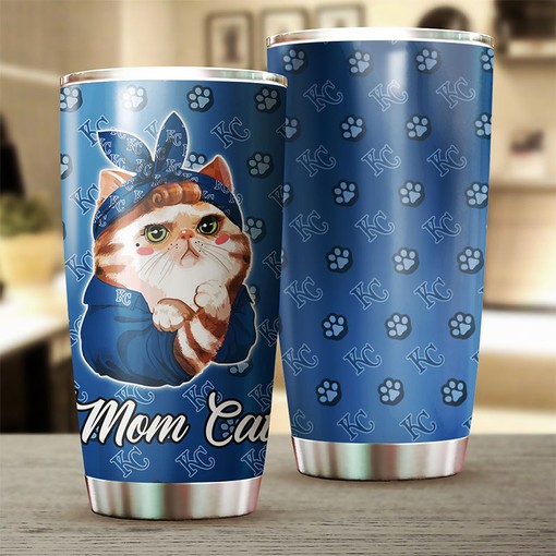 Kansas City Royals Feline Lovers Cat Mom MLB Tumbler with an MLB Logo - Image 2