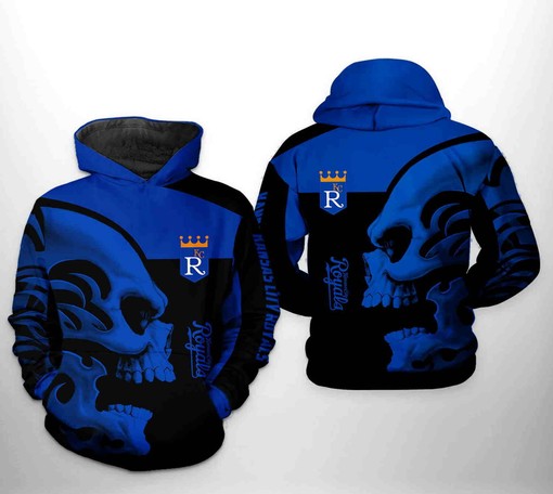 Kansas City Royals MLB Punisher Skull Zipper Hoodie 3D All-Over Print for Men and Women