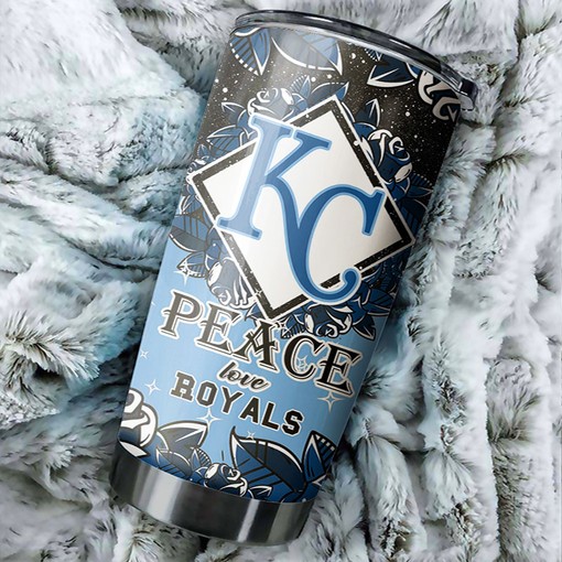 Kansas City Royals MLB Tumbler with Catchy Peace Love Design for Baseball Fans