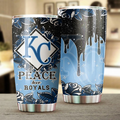 Kansas City Royals MLB Tumbler with Catchy Peace Love Design for Baseball Fans - Image 2