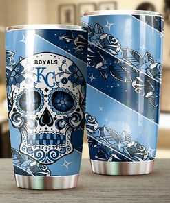 Kansas City Royals Skull MLB Tumbler with Personalized Engraving and Unique Design