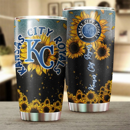 Kansas City Royals Sunflower Design Personalized Tumbler - Sports Tumbler 20oz
