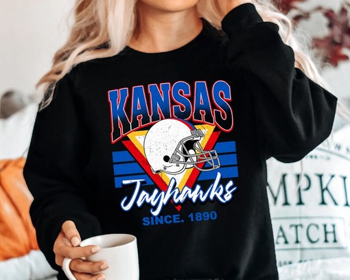 Kansas Crewneck Sweatshirt, Great Vintage Kansas Football Sweatshirt for Fans - Image 3