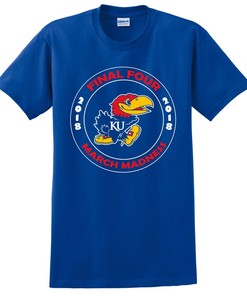 Kansas Jayhawks 2018 NCAA Championship Tournament Final Four Rock Chalk T-Shirt