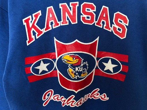 Kansas Jayhawks Football Team Rugby Spellout Pullover Jumper Sweatshirt, Great Design for Vintage Fans - Image 2