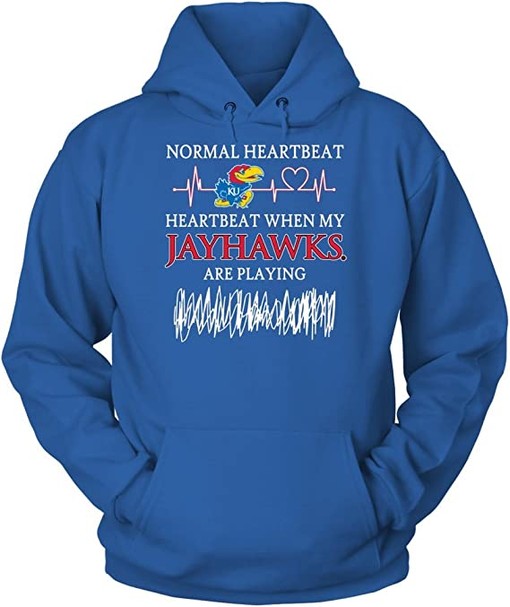 Kansas Jayhawks Heartbeat Hoodie Sweatshirt Shirt with Vintage Ncaa Shirts - Image 2