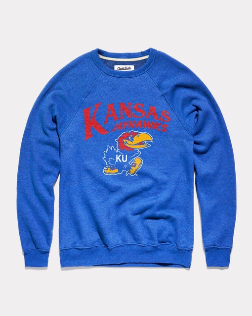 Kansas Jayhawks Pennant Crewneck Sweatshirt - NCAA Shirts for Fans