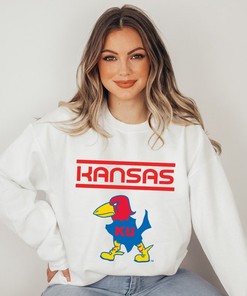 Kansas Jayhawks Retro Print Graphic Sweatshirt with Rock Chalk Shirt, Great for Women's Kansas Sweatshirt