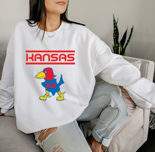Kansas Jayhawks Retro Print Graphic Sweatshirt with Rock Chalk Shirt, Great for Women's Kansas Sweatshirt - Image 2