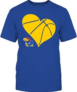 Kansas Jayhawks Tank Top with Ku Basketball Heart Prints, Sport Shirts for Girls