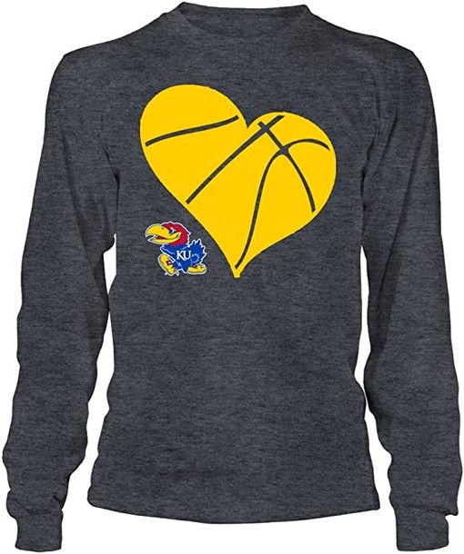 Kansas Jayhawks Tank Top with Ku Basketball Heart Prints, Sport Shirts for Girls - Image 2