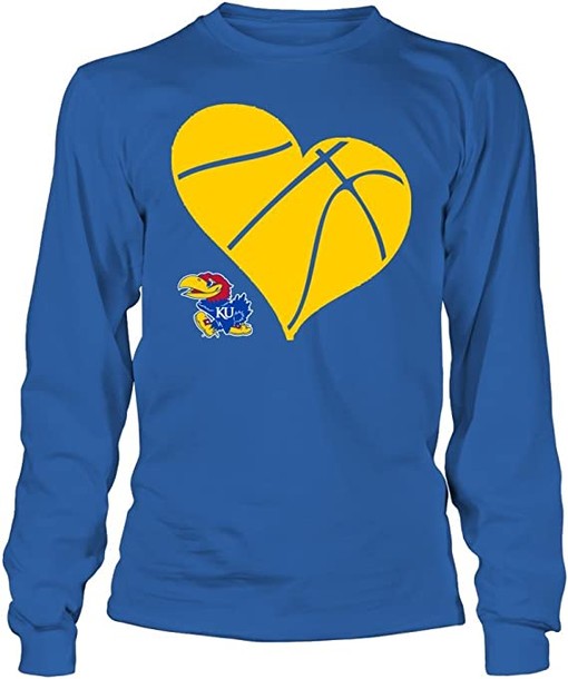 Kansas Jayhawks Tank Top with Ku Basketball Heart Prints, Sport Shirts for Girls - Image 3