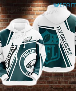 Keep Warm in Style with White Kelly Green Philadelphia Eagles NLF Logo 3D Hoodies
