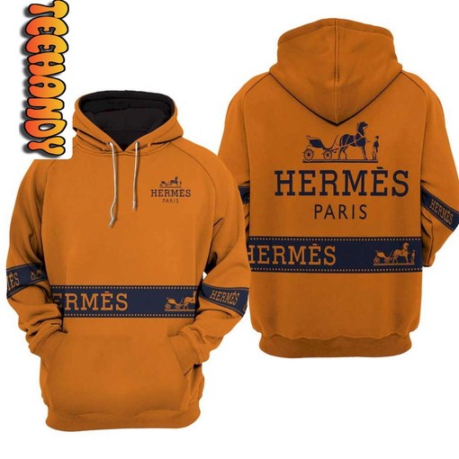 Keep it Classy with Hermes Paris Luxurious All Over Print Brand Hoodie