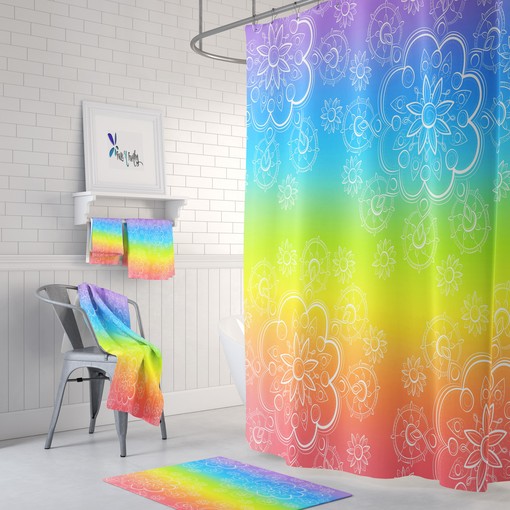 Kids Bathroom Shower Curtain Boho Rainbow Shower Curtain