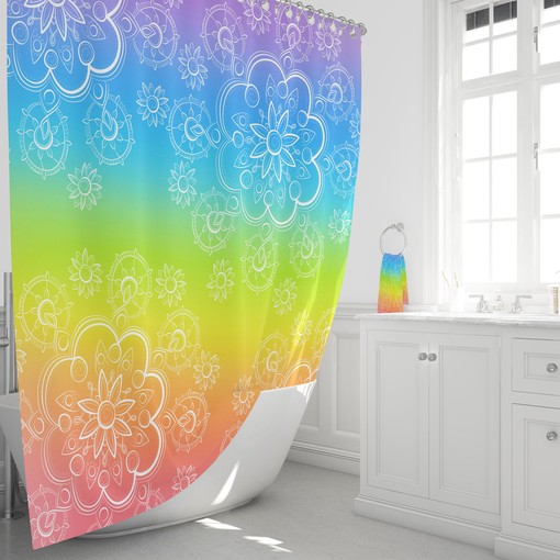 Kids Bathroom Shower Curtain Boho Rainbow Shower Curtain - Image 2