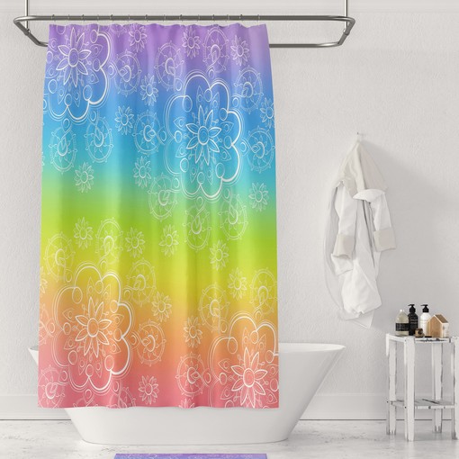 Kids Bathroom Shower Curtain Boho Rainbow Shower Curtain - Image 3