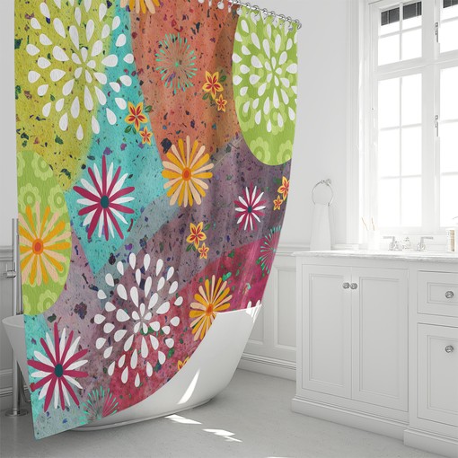 Kids Bathroom Shower Curtain Boho Set with Optional Bath Mat - Image 2