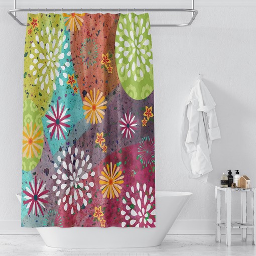 Kids Bathroom Shower Curtain Boho Set with Optional Bath Mat - Image 3