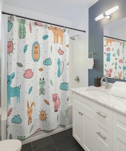 Kids Cute Forest Animals Shower Curtain - Fun for Kids and Grown-Ups