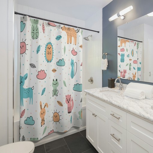 Kids Cute Forest Animals Shower Curtain - Fun for Kids and Grown-Ups