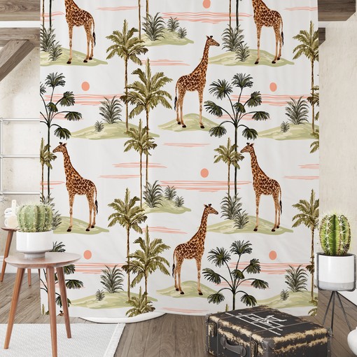 Kids Giraffe Safari Shower Curtain Set - Add Wild Fun to Their Bathroom