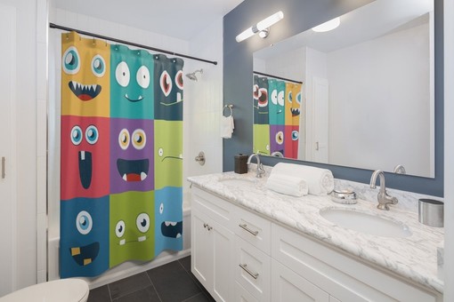 Kids Monster Faces Playful Print Shower Curtain for Kids Bathroom Decor - Image 2