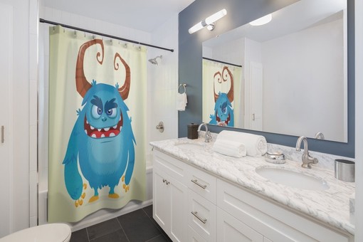 Kids Troll Monsters Print Shower Curtain for Playful Bathroom Decor - Image 2