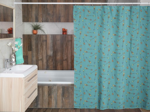 Kindergarten Disney Blanket Bad Shower Curtain, Eclectic Teal Blue Arrows Bath Decor - Image 3