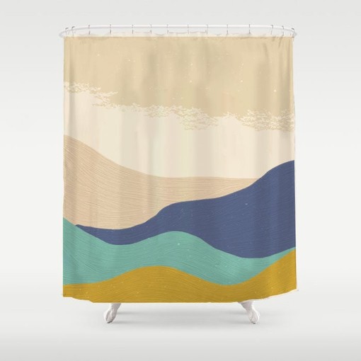 KinderzimmerVorhang Modern Art Landscape Cream Sky Field Shower Curtain - Custom Sizes Available - Image 2
