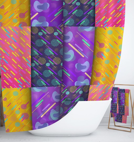 Kitschy Retro Shower Curtain with Coordinating Bath Mat and Towels for Nostalgic Fun - Image 2