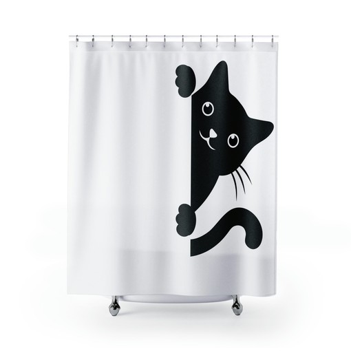 Kitten Shower Curtain with Mid Mod Cat Design - Cute for Cat Lovers - Image 2