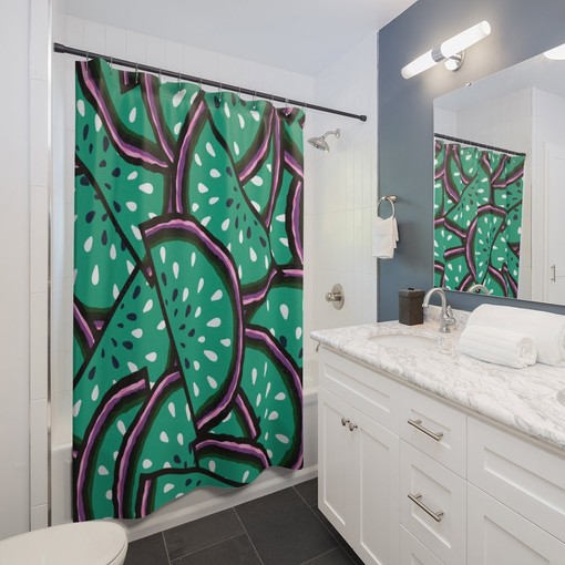 Kiwi Fruit Shower Curtain | Green Shower Curtain | Housewarming Gift Idea | Printed Curtain - Image 2