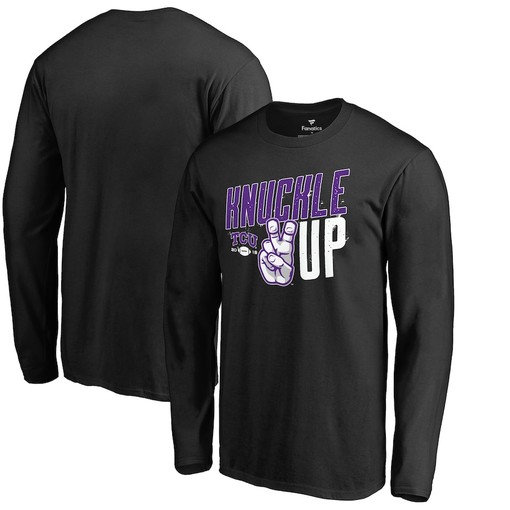 Knuckle Up Long Sleeve T-Shirt, Official University Football Fan Shirt for TCU Horned Frogs Fans