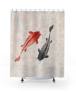 Koi Feng Shui Goldfish Pond Vintage Shower Curtain - Add Serenity to Your Bath