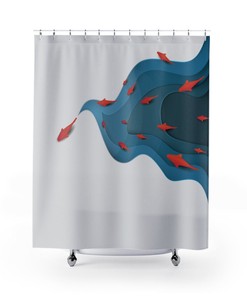 Koi Goldfish Feng Shui Pond Print Shower Curtain for Tranquil Bathroom Decor