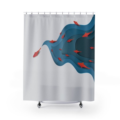 Koi Goldfish Feng Shui Pond Print Shower Curtain for Tranquil Bathroom Decor