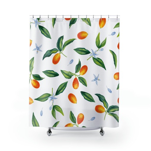 Kumquat Fruit Botanical Nature Lover Gift Boho Shower Curtain - Image 2